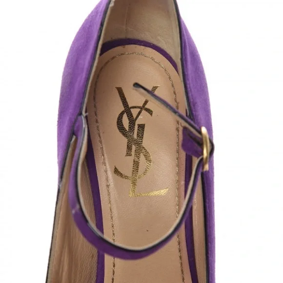 Kid Scamosciato Tribute 105 Platform Mary Jane Peep Toe Pumps 36 Viola - Picture 7 of 11